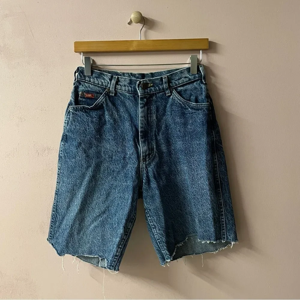 Vintage Lee Riders Dark Medium Wash Denim Cut Off Shorts Size 10 Petite GUC